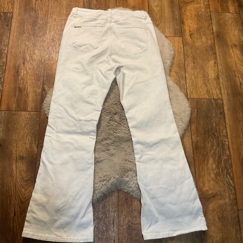 Michael Kors Denim Jeans Size 10 White Bootcut Women Gold Detail - Picture 6 of 8